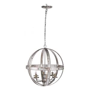 Ordway Iron Sphere 6-Light Antique Silver Chandelier