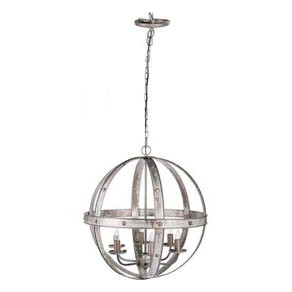 A & B Home Ordway Iron Sphere 6-Light Antique Silver Chandelier