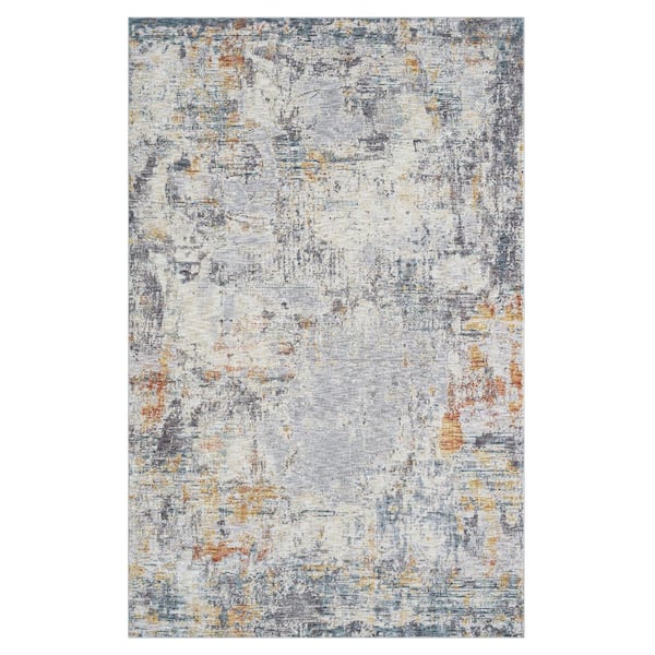 Unbranded Alaya Gray/Rust/Ivory 9 ft. x 12 ft. Abstract Performance Area Rug