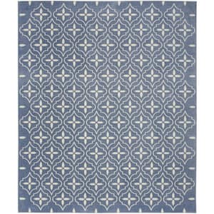 Essentials Blue Ivory 6 ft. x 9 ft. Moroccan Contemporary Area Rug
