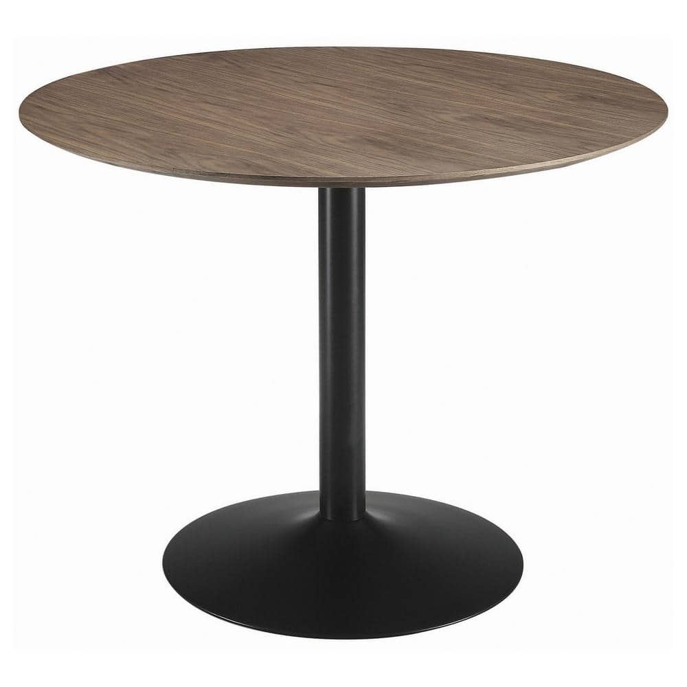 Cora 40'' Round Walnut and Black Dining Table