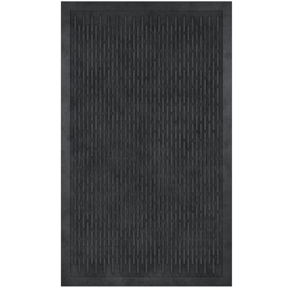 Black Rubber Non-Slip Outdoor Doormat, 18" x 30"