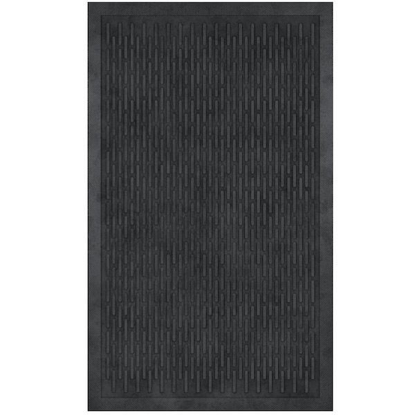 Easy clean, Waterproof Non-Slip Indoor/Outdoor Rubber Doormat, 18 in. x 30 in., Black Lines