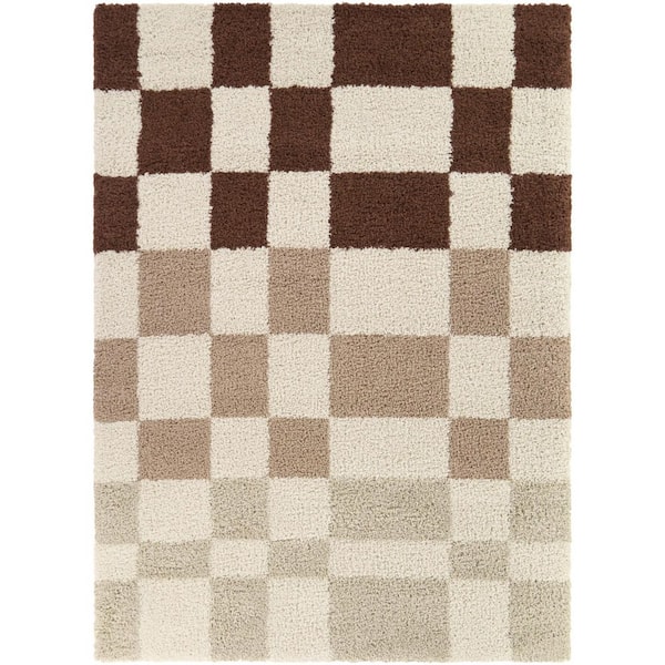 Leslie Cream 5 ft. 3 in. x 7 ft. Checkered Area Rug