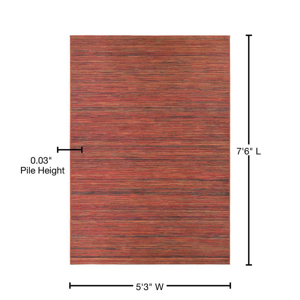 Crimson Red Rectangular 5' x 7' Easy-Care Poly-Wool Blend Rug