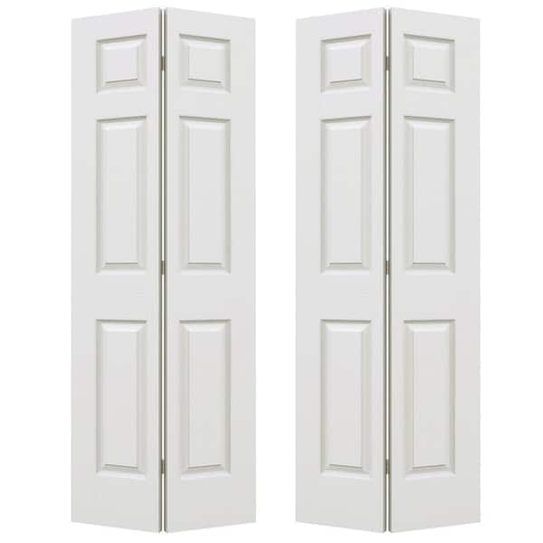 JELD-WEN 48 in. x 80 in. 6 Panel Colonist Primed Textured Molded Composite Closet Bi-fold Door