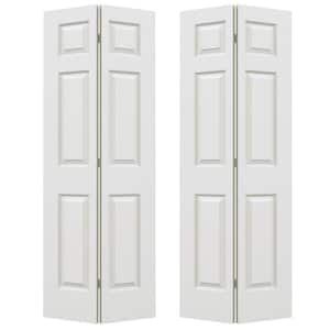 60 in. x 80 in. 6 Panel Colonist Primed Textured Molded Composite Closet Bi-fold Door
