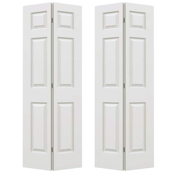 72 in. x 80 in. 6 Panel Colonist Primed Textured Molded Composite Closet Bi-Fold Double Door