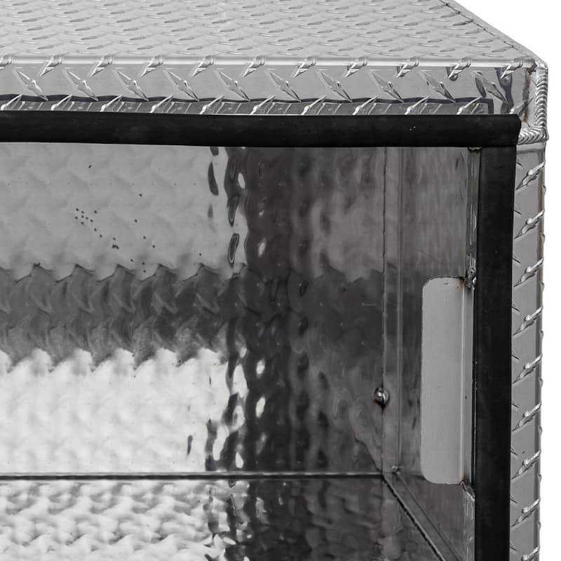 18 in. x 18 in. x 24 in. Diamond Plate Tread Aluminum Underbody Truck Tool Box with Barn Door