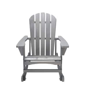 Gray Solid Wood Outdoor Adirondack Chair, Rocking Chairs for Patio, Backyard, Garden