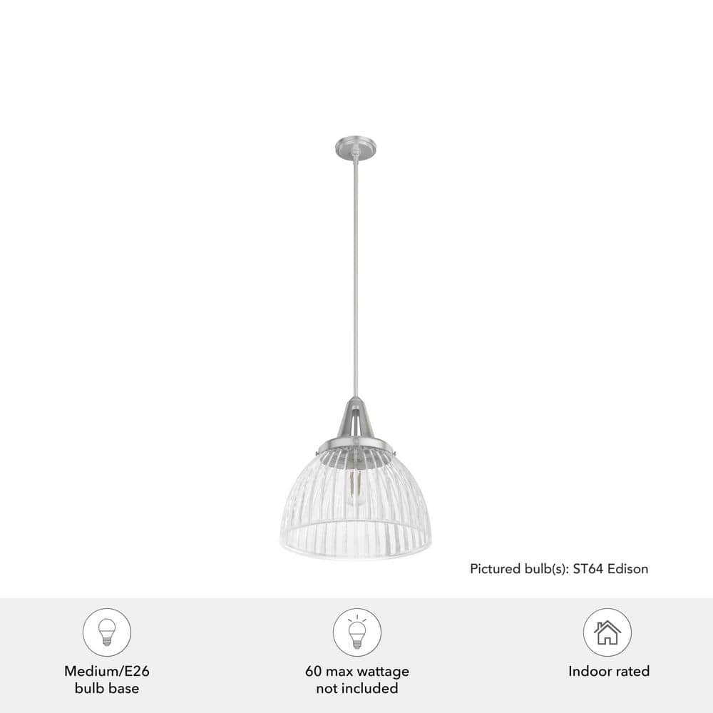 Cypress Grove Large Brushed Nickel Clear Glass Dome Pendant Light