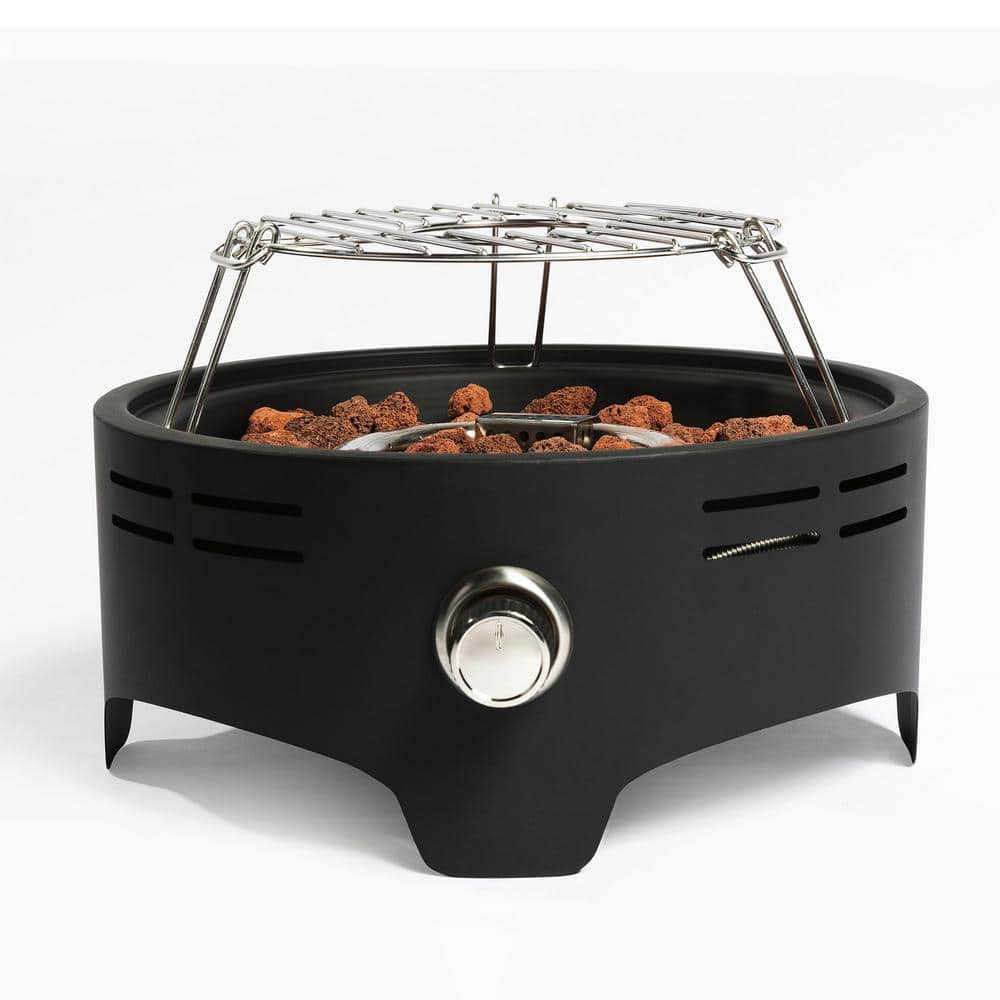 15 in. x 7 in. Round Propane Fire Pit, Portable Camping Fire Pit with Cooki