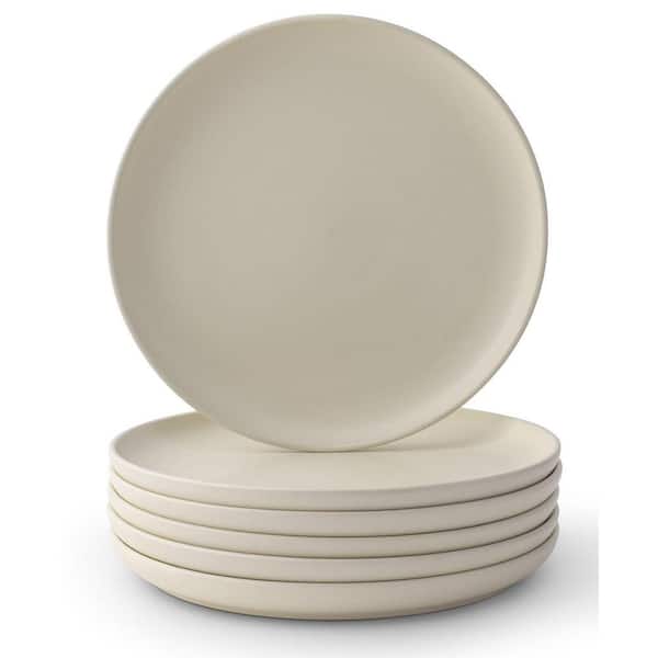 6-Pieces Stoneware 10.5 in. Dinner Plate Set-Linen