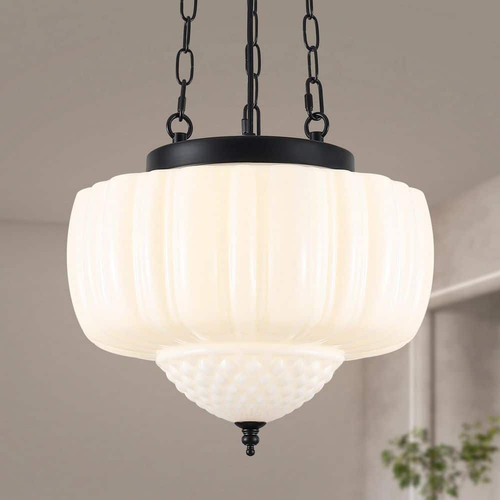 4-Light Black & Milk White Mid Century Modern Height Adjustable Chandelier with Frosted Glass for Bedroom price history on PriceWatchPro