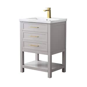 Arlo 24 in. W x 18 in. D x 34 in. H Bath Vanity in Taupe with Ceramic Vanity Top in White Top with White Sink