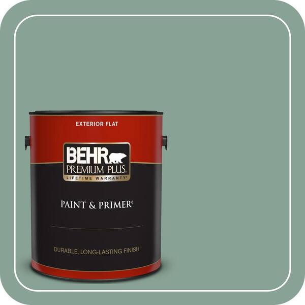 BEHR PREMIUM PLUS 1 gal. #T16-12 Modern Mint Flat Exterior Paint & Primer