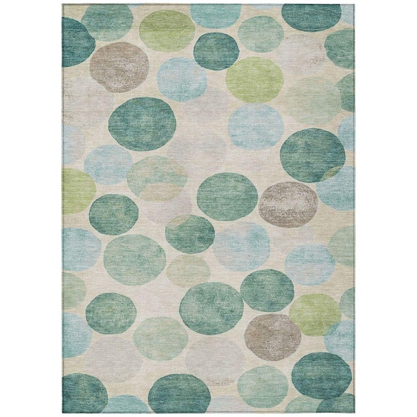 Chantille Machine Washable Indoor/Outdoor Abstract ACN1951 Teal 5 ft. x 7 ft. 6 in. Area Rug