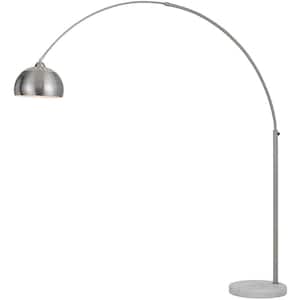 Orb Floor Lamp with Adjustable Height and Width, Modern, Marble Base, 1-100W Edison Bulb, Plug-In, Brushed Nickel