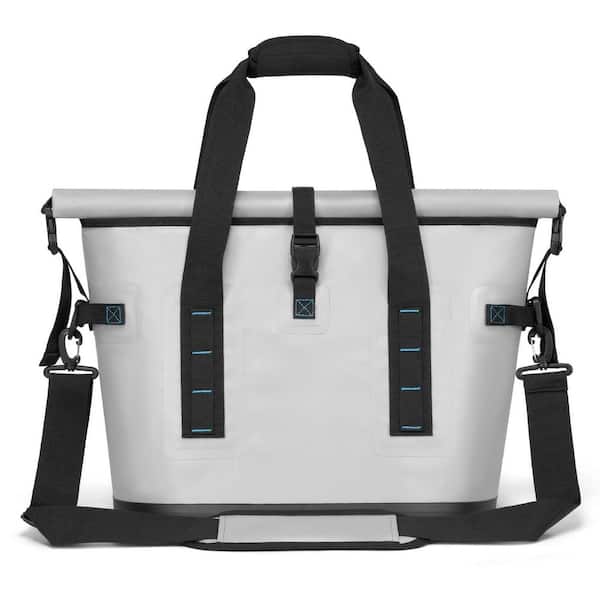 32 qt. Gray TPU Soft Cooler Bag, Portable Insulated Leak-Proof Large Cooler Bag with Roll-Top Waterproof Seal