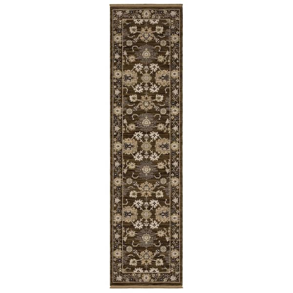 Amara 2 ft. x 10 ft. Brown/Tan Oriental Area Rug