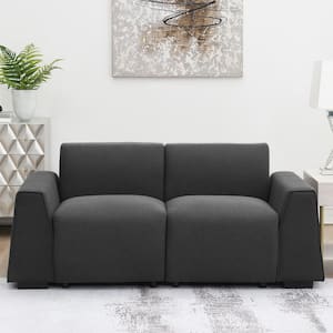 71 in. W Flared Arm Stylish Linen Fabric Rectangle Sofa in. Dark Gray, Exquisite Loveseat Easy to Install