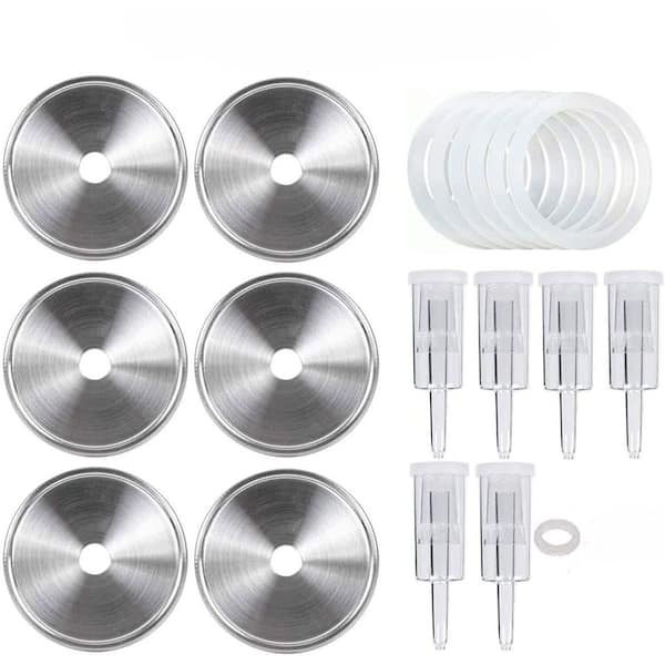 6-Pack Stainless Steel Fermentation Kit with 6 Silicone Grommets, 6 Airlocks, 6 Silicone Ring, Food Storage Lids