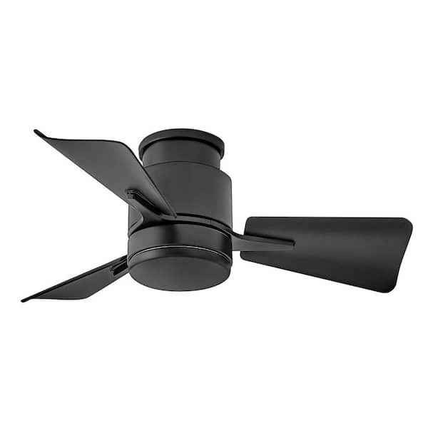 HINKLEY - ATOM 30.0 in. Indoor/Outdoor Integrated LED Matte Black Ceiling Fan with Remote Control