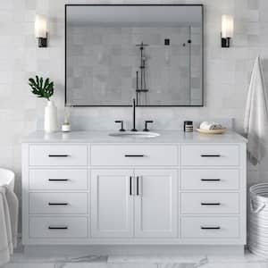 Hepburn 67 in. W x 22 in. D x 35.25 in. H Freestanding Bath Vanity in White with Carrara White Marble Top