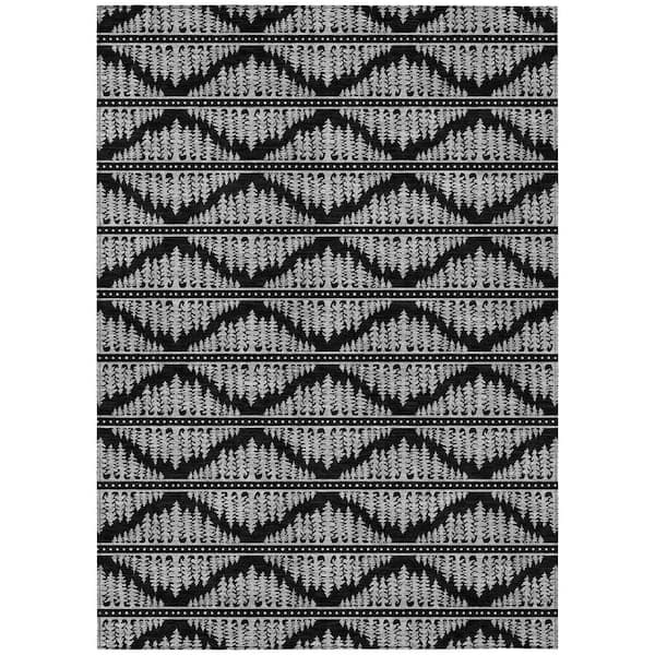 Chantille Machine Washable Indoor/Outdoor Abstract ACN2985 Black 10 ft. x 14 ft. Area Rug