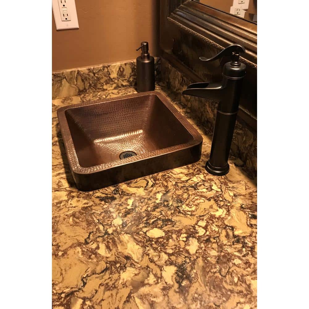 18" Square Hammered Copper Vessel Sink
