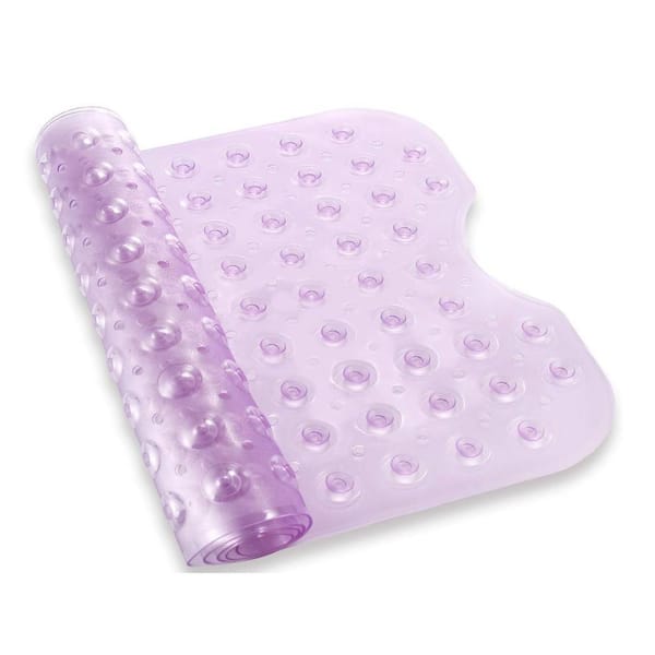 Adrinfly 16 in. x 40 in. Non-Slip Bathtub Mat with Suction Cups and Drain Holes in Purple