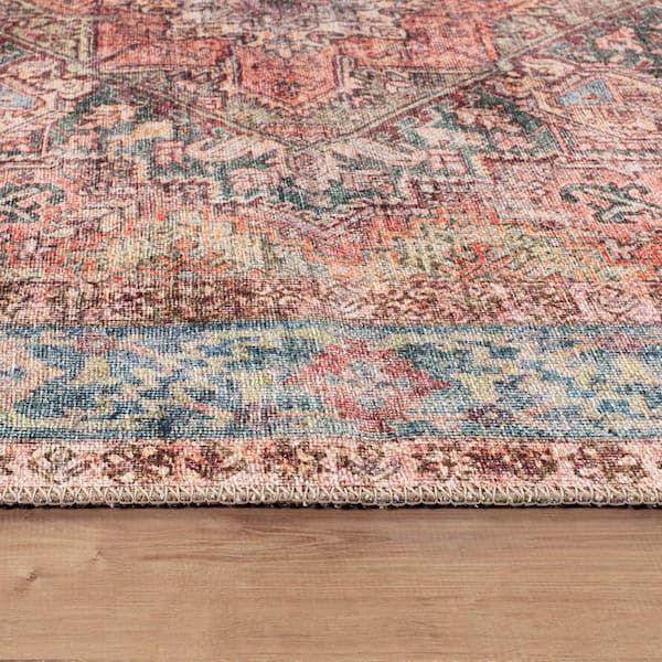 Calista Medallion Machine Washable Multi 9 ft. x 12 ft. Area Rug