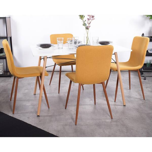 Homy Casa Scargill Yellow Fabric Upholstered Dining Chair (Set of 4
