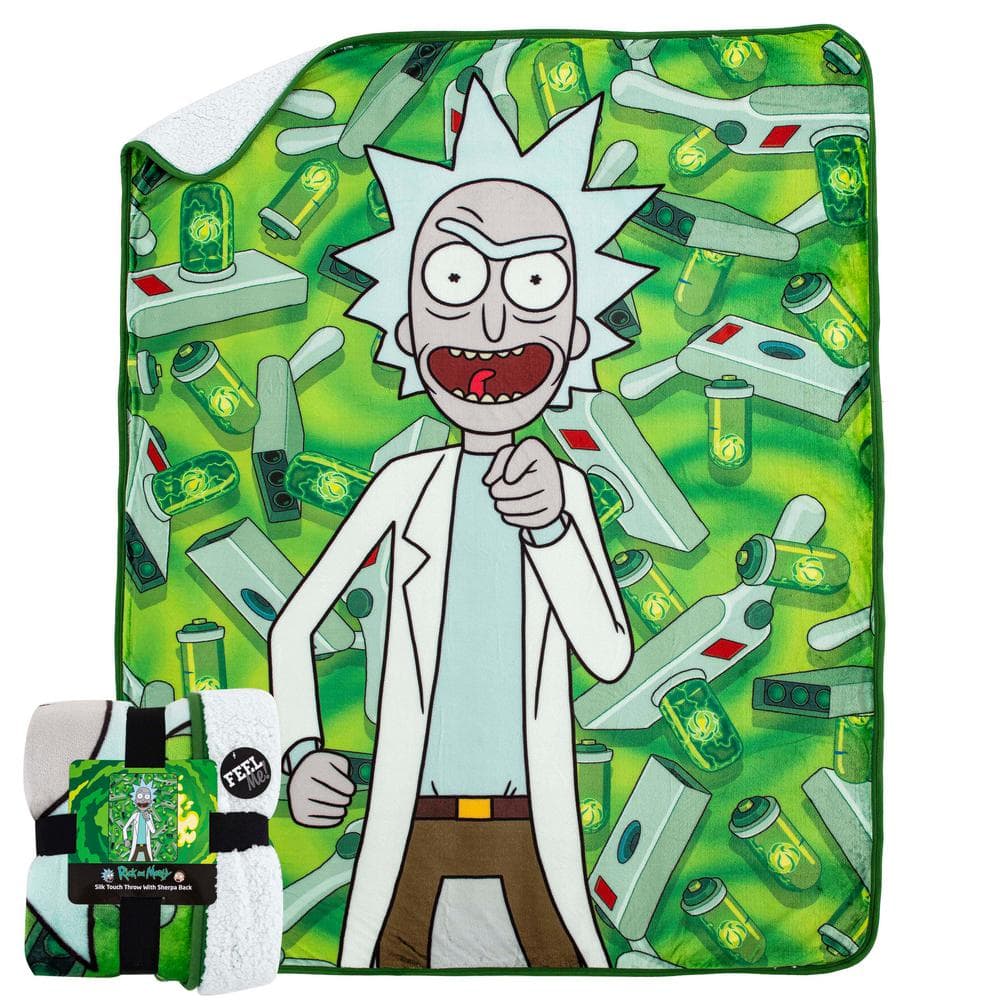 THE NORTHWEST GROUP Rick and Morty Winning Oversized Silk Touch Sherpa MultiColored Throw