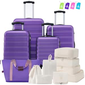 5-Piece Purple Expandable ABS Hardshell Spinner 16 in. 20 in. 24 in. 28 in. Luggage Set Travel Bag, TSA 8 Luggage Bags