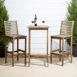 Renaissance Hand-sScraped 3-Piece Wood Square Table Outdoor Bar Height Dining Set