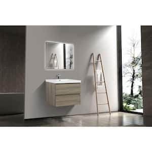 30 in. W Single Sink Wall-Mounted Ash Gray Bath Vanity With White Resin Top Unassembled