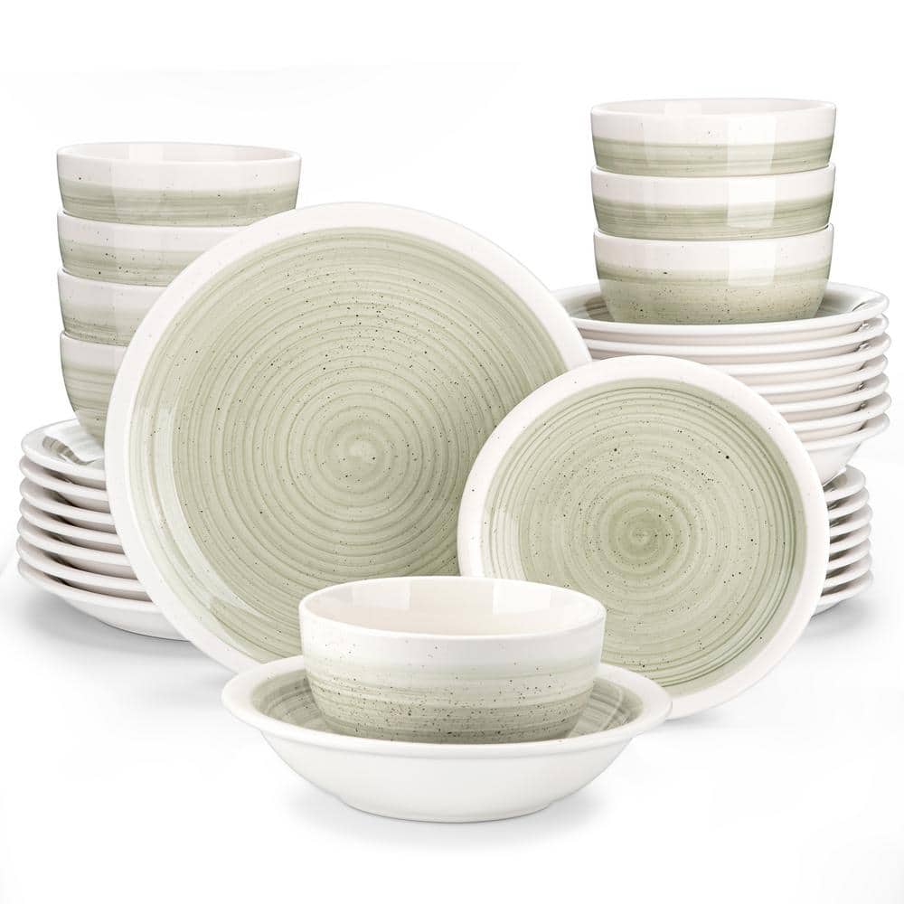 MALACASA 32-Piece Vintage Beige Porcelain Dinnerware Set Service for 8 ORI-BE-SL-2 - The Home Depot
