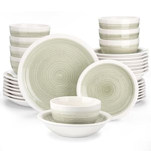 32-Piece Vintage Beige Porcelain Dinnerware Set Service for 8