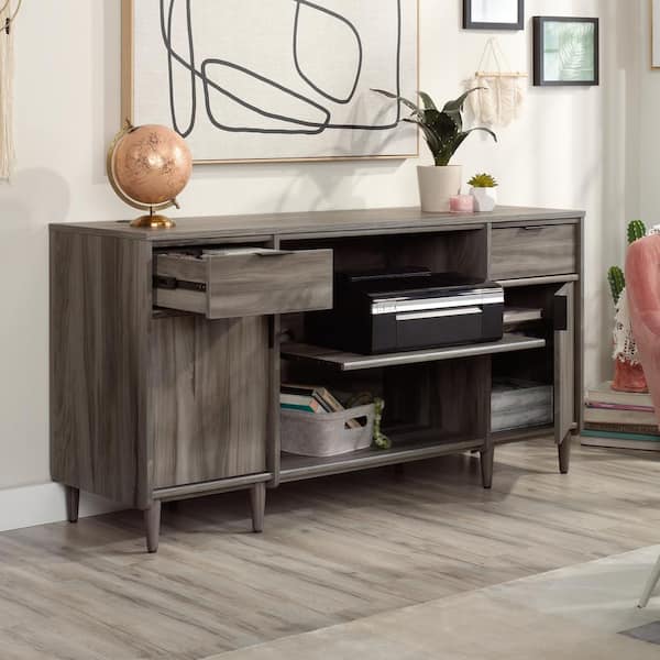 SAUDER Clifford Place 59.055 in. Jet Acacia Computer Desk Credenza