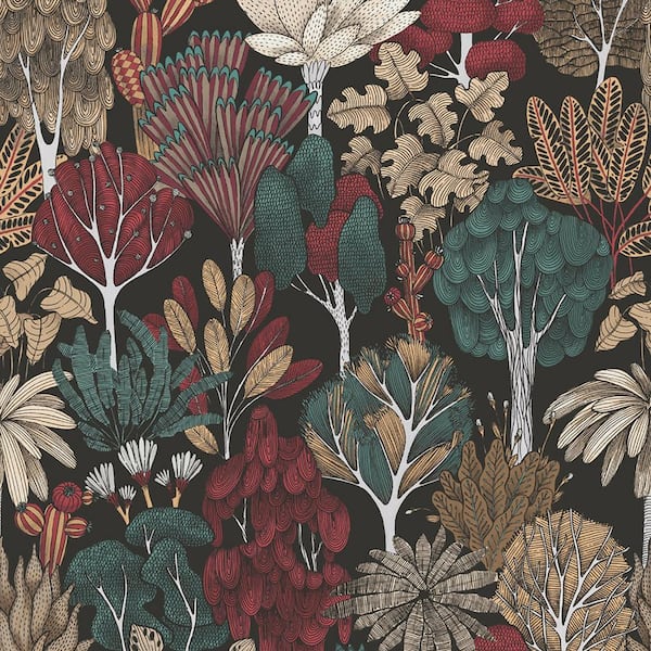 AS CREATION Idris Forest Black Non Pasted Non Woven Wallpaper Sample