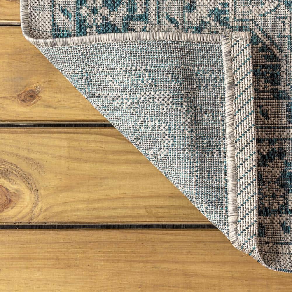 Rozetta Boho Medallion Gray/Teal 2' x 8' Synthetic Runner Rug