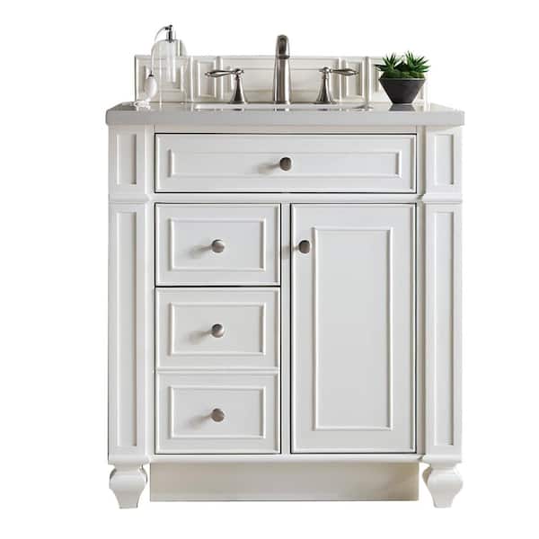 James Martin Vanities Bristol 30 in. W x 23.5 in D. x 34. in. H Bathroom Vanity in Bright White with Quartz Top in Classic White