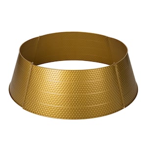 40.5 in. D Christmas Gold Hammered Metal Tree Collar (KD)
