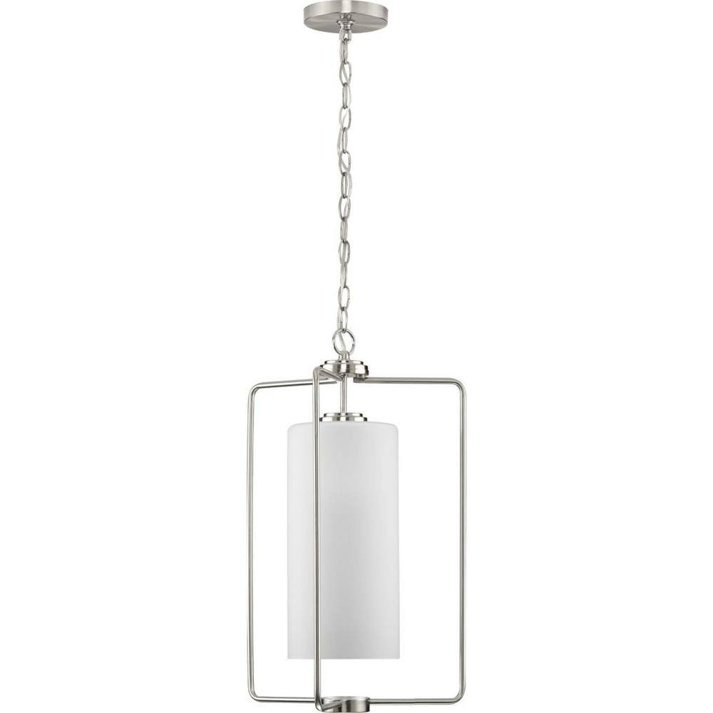 Merry Collection Brushed Nickel Etched Glass Foyer Pendant Light