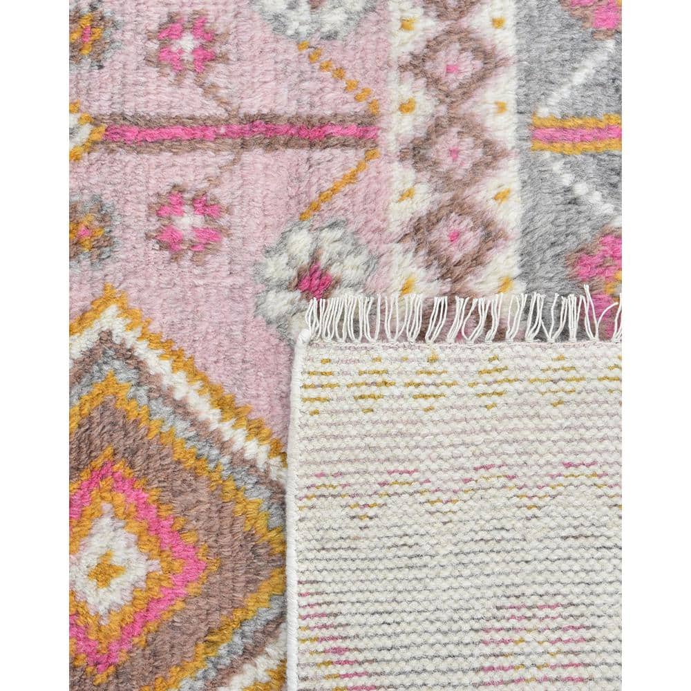 Hudson Hand-Knotted Pink and Gray Wool Area Rug 3' x 5'