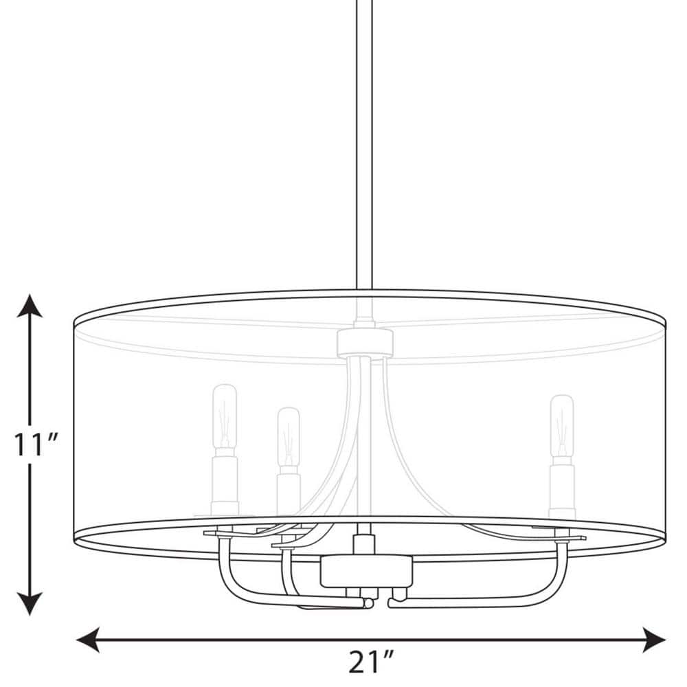 Matte Black Glass Drum Pendant Light with Organza Shade