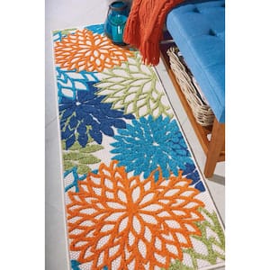 Aloha Multicolor 2 ft. x 6 ft. Floral Contemporary Indoor/Outdoor Runner Rug