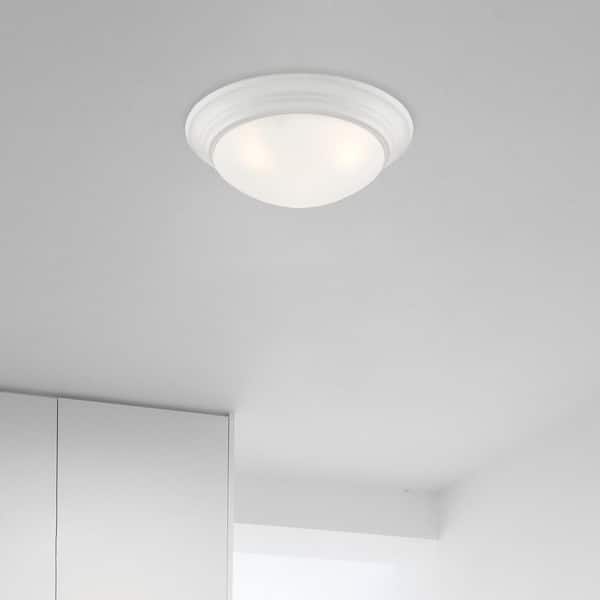 Designers Fountain Tap 14 in. Transitional Matte White Medium-Base (E26) Bulb Flush Mount for Kitchens