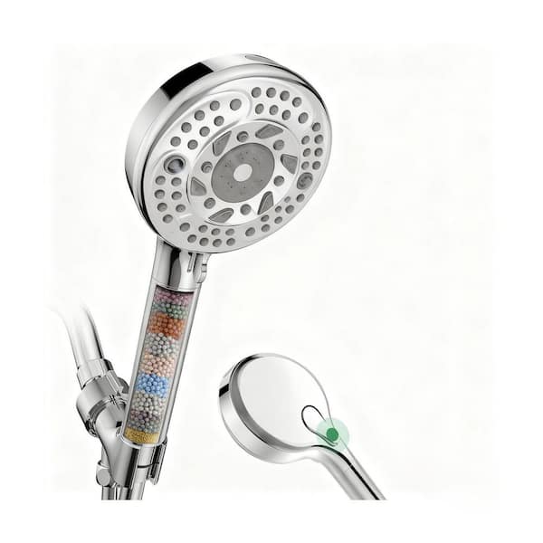9-Spray Filtered Shower Head with Handheld, High Pressure Showerhead with Built-in Filter Shower Head in Chrome